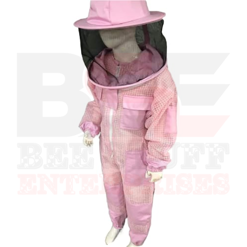 Sting Proof Ventilated 3 Layer Pink Suit With Round Veil