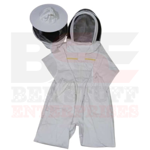 White Cotton Bee Suit With Round and Fancying Veil