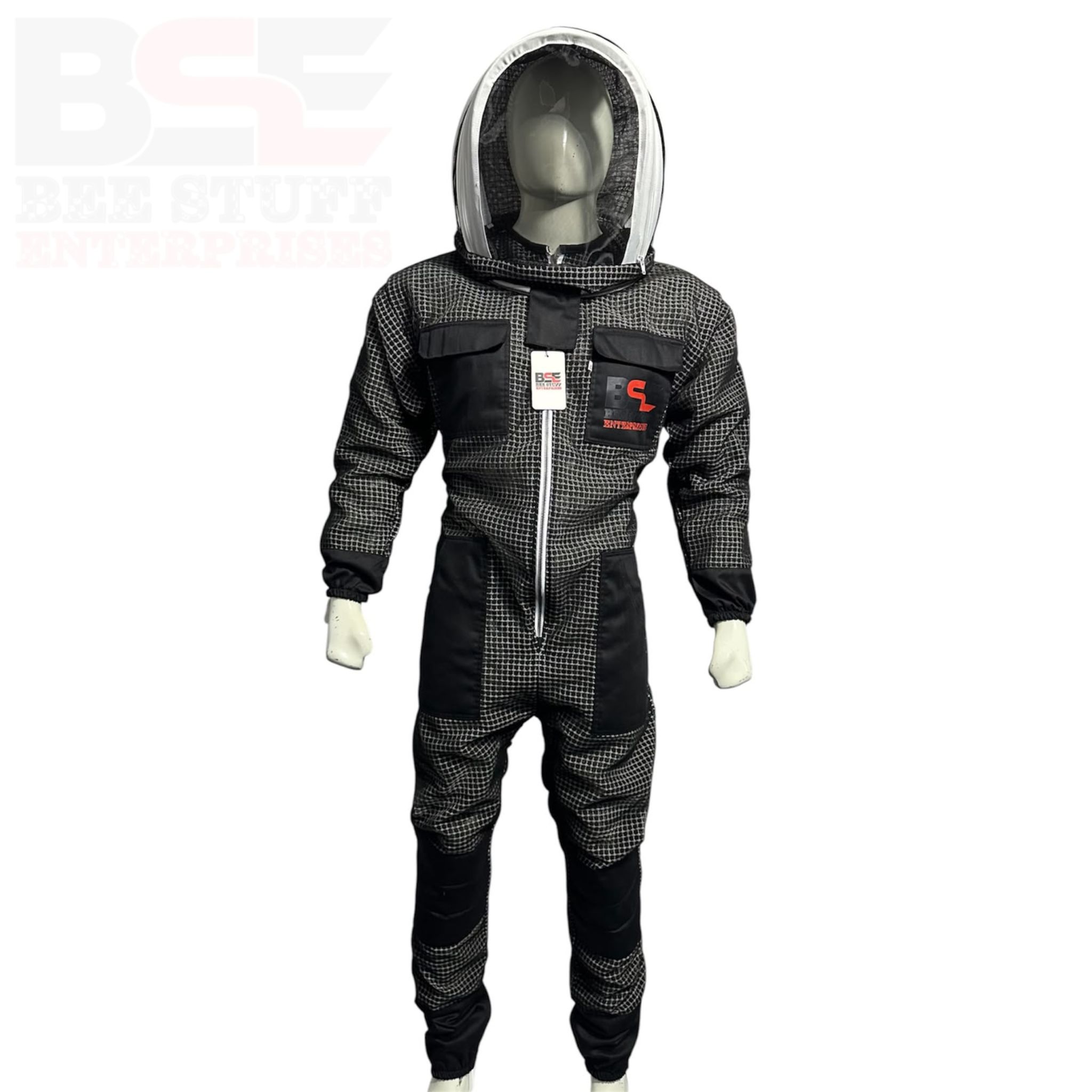 Black 3 Layer Ventilated Beekeeping Suit with YKK Zippers and Veil Choice